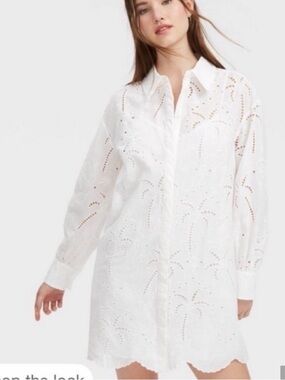 Roller Rabbit White Eyelet Shirt Mini Dress
